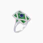 Load image into Gallery viewer, Art Deco Diamond Ring With Gemstoone - Shahin Jewelry
