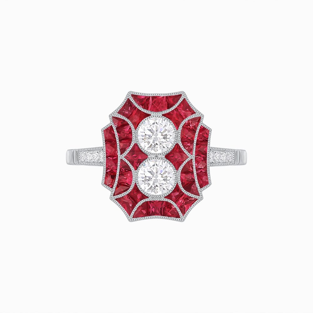 Art Deco Double Diamond Ring - Shahin Jewelry