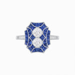 Load image into Gallery viewer, Art Deco Double Diamond Ring with Gemstone - Shahin Jewelry
