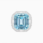 Load image into Gallery viewer, Art Deco Emerald-Cut Gemstone Ring with Architectural Diamond Halo - Shahin Jewelry