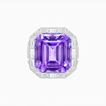 Load image into Gallery viewer, Art Deco Emerald-Cut Gemstone Ring with Architectural Diamond Halo - Shahin Jewelry