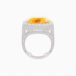 Load image into Gallery viewer, Art Deco Emerald-Cut Gemstone Ring with Architectural Diamond Halo - Shahin Jewelry