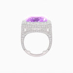 Load image into Gallery viewer, Art Deco Emerald-Cut Gemstone Ring with Architectural Diamond Halo - Shahin Jewelry