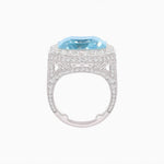 Load image into Gallery viewer, Art Deco Emerald-Cut Gemstone Ring with Architectural Diamond Halo - Shahin Jewelry