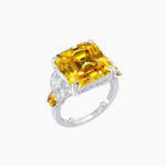 Load image into Gallery viewer, Art Deco Emerald - Cut Gemstone Ring with Diamond Side Stones - Shahin Jewelry