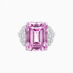 Load image into Gallery viewer, Art Deco Emerald - Cut Gemstone Ring with Diamond Side Stones - Shahin Jewelry