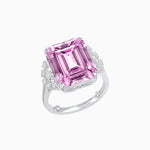 Load image into Gallery viewer, Art Deco Emerald - Cut Gemstone Ring with Diamond Side Stones - Shahin Jewelry