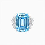 Load image into Gallery viewer, Art Deco Emerald - Cut Gemstone Ring with Diamond Side Stones - Shahin Jewelry