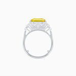 Load image into Gallery viewer, Art Deco Emerald - Cut Gemstone Ring with Diamond Side Stones - Shahin Jewelry