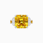 Load image into Gallery viewer, Art Deco Emerald - Cut Gemstone Ring with Diamond Side Stones - Shahin Jewelry