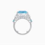 Load image into Gallery viewer, Art Deco Emerald - Cut Gemstone Ring with Diamond Side Stones - Shahin Jewelry