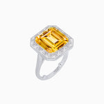 Load image into Gallery viewer, Art Deco Emerald Cut Mounting Ring with Baguette Diamond Halo - Shahin Jewelry