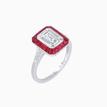Load image into Gallery viewer, Art Deco Emerald Cut Ring with Customizable French - Cut Gemstone Accents (Mounting) - Shahin Jewelry
