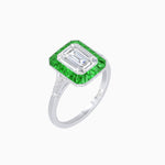 Load image into Gallery viewer, Art Deco Emerald Cut Ring with Customizable French - Cut Gemstone Accents (Mounting) - Shahin Jewelry
