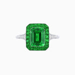 Load image into Gallery viewer, Art Deco Emerald Cut Ring with Customizable French - Cut Gemstone Accents (Mounting) - Shahin Jewelry
