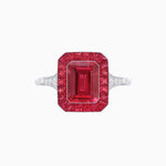 Load image into Gallery viewer, Art Deco Emerald Cut Ring with Customizable French - Cut Gemstone Accents (Mounting) - Shahin Jewelry

