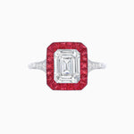 Load image into Gallery viewer, Art Deco Emerald Cut Ring with Customizable French - Cut Gemstone Accents (Mounting) - Shahin Jewelry
