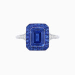 Load image into Gallery viewer, Art Deco Emerald Cut Ring with Customizable French - Cut Gemstone Accents (Mounting) - Shahin Jewelry
