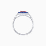 Load image into Gallery viewer, Art Deco Emerald Cut Ring with Customizable French - Cut Gemstone Accents (Mounting) - Shahin Jewelry
