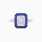 Load image into Gallery viewer, Art Deco Emerald Cut Ring with Customizable French - Cut Gemstone Accents (Mounting) - Shahin Jewelry

