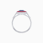 Load image into Gallery viewer, Art Deco Emerald Cut Ring with Customizable French - Cut Gemstone Accents (Mounting) - Shahin Jewelry
