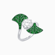 Art Deco Fan Motif Round Diamond Ring - Shahin Jewelry
