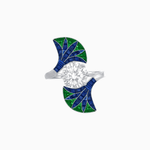 Load image into Gallery viewer, Art Deco Fan Motif Round Diamond Ring - Shahin Jewelry