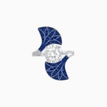 Load image into Gallery viewer, Art Deco Fan Motif Round Diamond Ring - Shahin Jewelry