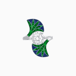 Load image into Gallery viewer, Art Deco Fan Motif Round Diamond Ring - Shahin Jewelry