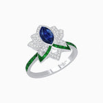 Load image into Gallery viewer, Art Deco Floral Ring with Marquise - Shaped Centerstone - Shahin Jewelry