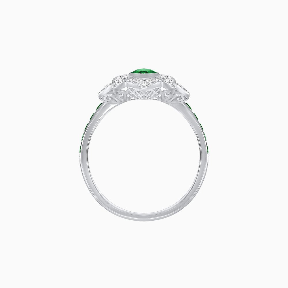 Art Deco Floral Ring with Marquise - Shaped Centerstone - Shahin Jewelry