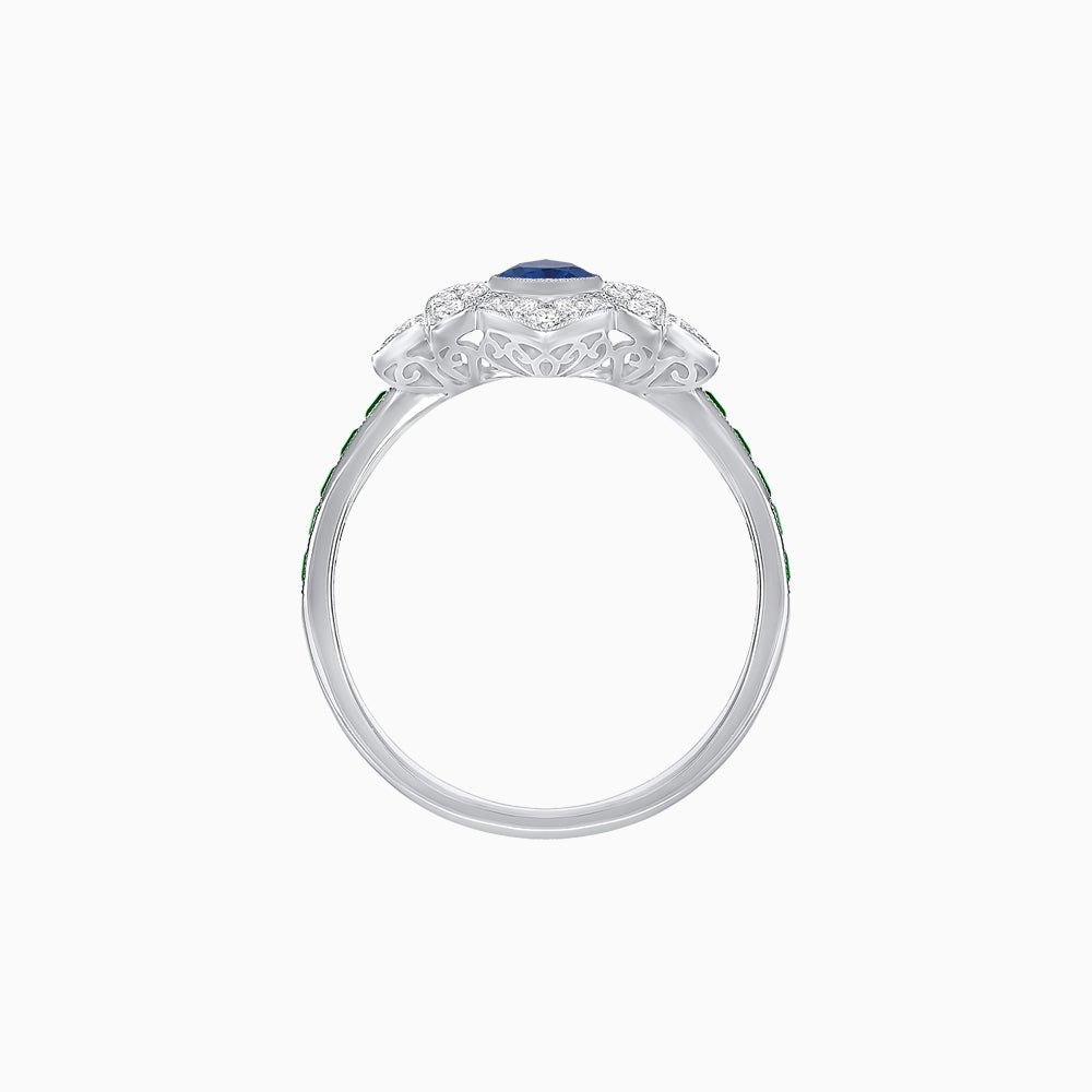 Art Deco Floral Ring with Marquise - Shaped Centerstone - Shahin Jewelry
