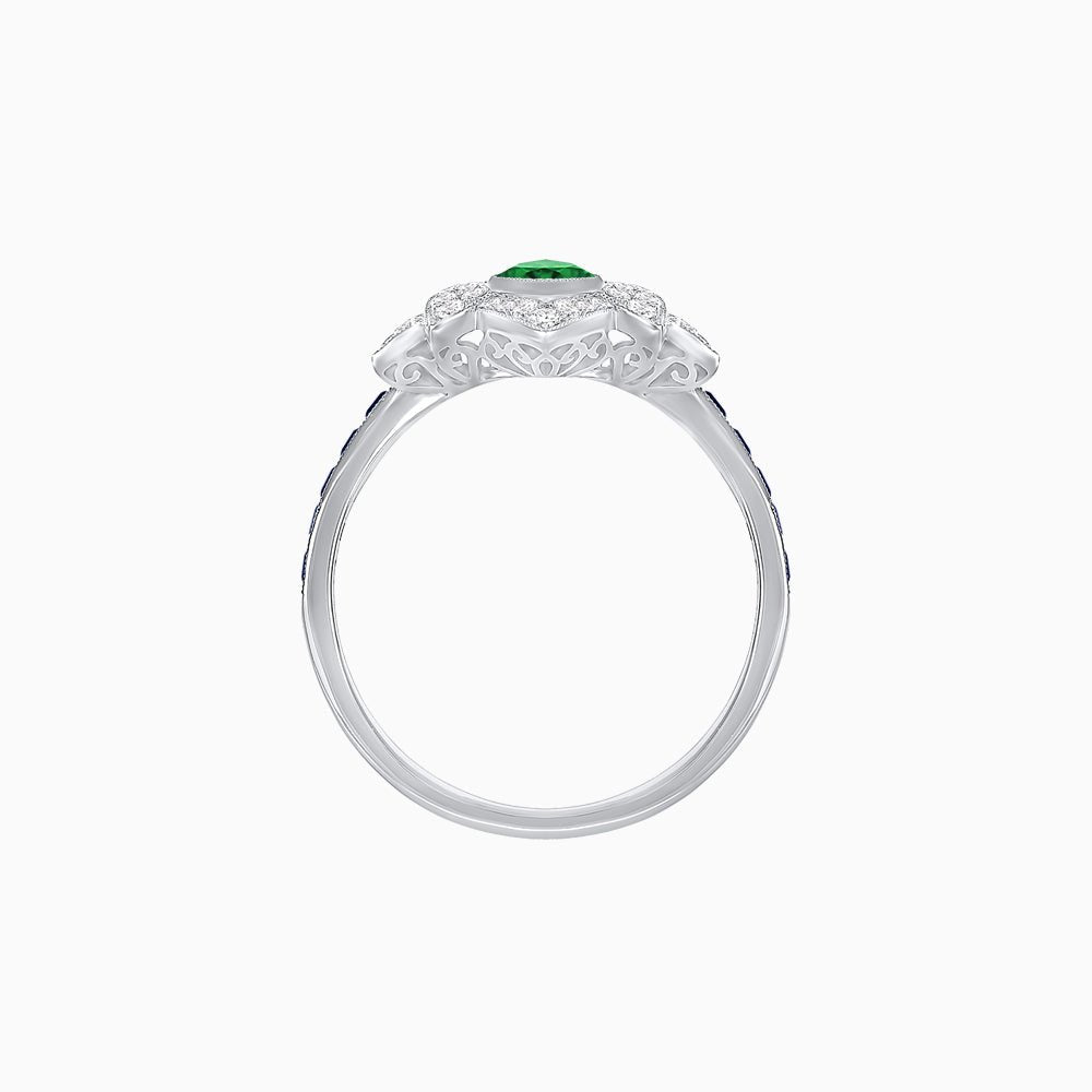 Art Deco Floral Ring with Marquise - Shaped Centerstone - Shahin Jewelry