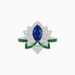 Load image into Gallery viewer, Art Deco Floral Ring with Marquise - Shaped Centerstone - Shahin Jewelry