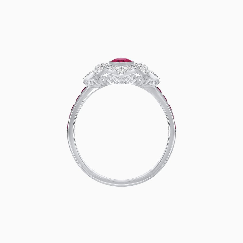 Art Deco Floral Ring with Marquise - Shaped Centerstone - Shahin Jewelry