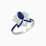 Load image into Gallery viewer, Art Deco Floral Ring with Marquise - Shaped Centerstone - Shahin Jewelry