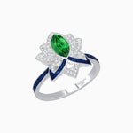 Load image into Gallery viewer, Art Deco Floral Ring with Marquise - Shaped Centerstone - Shahin Jewelry