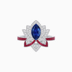 Load image into Gallery viewer, Art Deco Floral Ring with Marquise - Shaped Centerstone - Shahin Jewelry