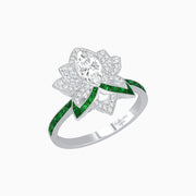 Art Deco Floral Ring with Marquise - Shaped Centerstone - Shahin Jewelry