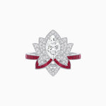 Load image into Gallery viewer, Art Deco Floral Ring with Marquise - Shaped Centerstone - Shahin Jewelry
