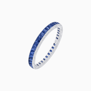 Art Deco Full Eternity Band – French - Cut Blue Sapphire in 18K White Gold - Shahin Jewelry