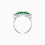 Load image into Gallery viewer, Art Deco Geometric Calibre French Cut Gemstone Diamond Ring - Shahin Jewelry
