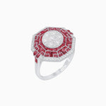 Load image into Gallery viewer, Art Deco Geometric Calibre French Cut Gemstone in Illusion Diamond Ring - Shahin Jewelry
