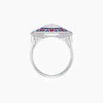 Load image into Gallery viewer, Art Deco Geometric Calibre French Cut Gemstone in Illusion Diamond Ring - Shahin Jewelry
