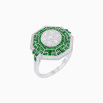 Load image into Gallery viewer, Art Deco Geometric Calibre French Cut Gemstone in Illusion Diamond Ring - Shahin Jewelry
