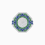 Load image into Gallery viewer, Art Deco Geometric Calibre French Cut Gemstone in Illusion Diamond Ring - Shahin Jewelry
