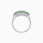 Load image into Gallery viewer, Art Deco - Inspired 5 - Stone Diamond Ring with French - Cut Accents Classic Symmetry | Hand - Applied Milgrain | Vintage Elegance - Shahin Jewelry
