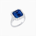 Load image into Gallery viewer, Art Deco Inspired Asscher Cut Ring with Baguette Diamond Halo - Shahin Jewelry