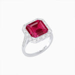 Load image into Gallery viewer, Art Deco Inspired Asscher Cut Ring with Baguette Diamond Halo - Shahin Jewelry