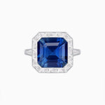 Load image into Gallery viewer, Art Deco Inspired Asscher Cut Ring with Baguette Diamond Halo - Shahin Jewelry
